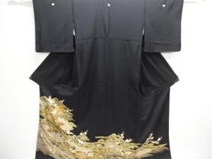 金彩　御所車に松梅郡鶴模様留袖（比翼付き）
